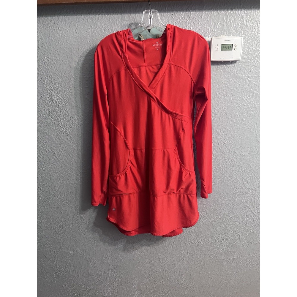 Athleta Magenta Wick it Wader Long Sleeve Hooded Swim Cover up Tunic Size Medium
